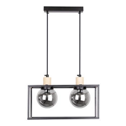 Lampa wisząca Retro 2 czarny 2x40W E27  klosz dymiony