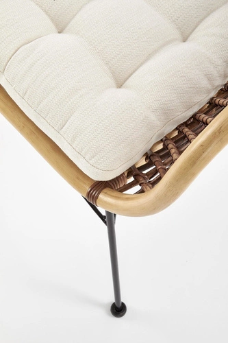 Krzesło rattanowe Mauri boho z podłokietnikami do jadalni i salonu brązowe Intesi