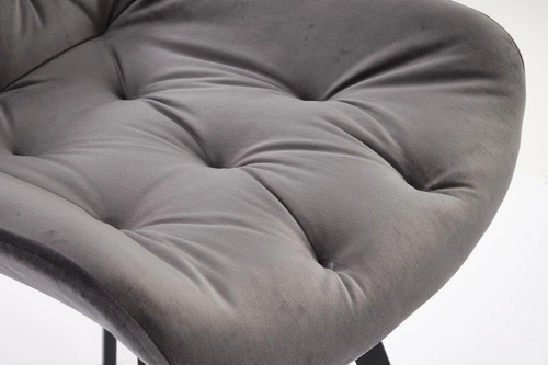 Krzesło tapicerowane welurowe Veroniq szare obrotowe nowoczesne do jadalni i salonu Intesi