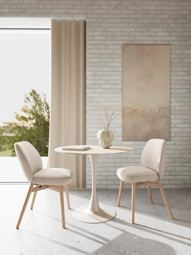 Actona Joy krzesło tapicerowane skandynawskie do jadalni beż dąb