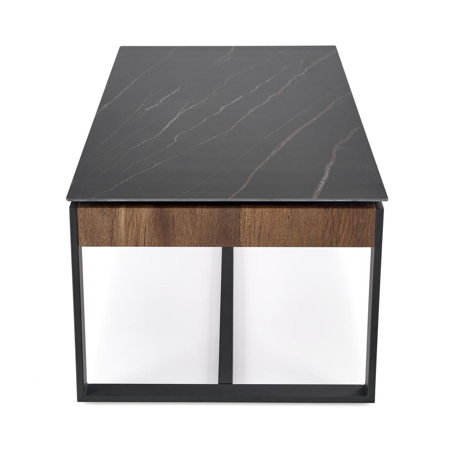 Stolik kawowy Amar prostokątny czarny marmur nowoczesny loftowy do salonu 121x61 cm Intesi