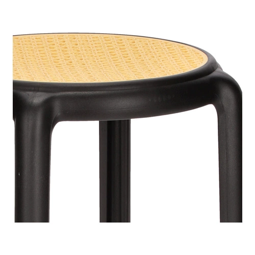 Stołek Zula czarny Intesi do kuchni i na balkon, boho, plastikowy, łatwe czyszczenie, sztaplowany