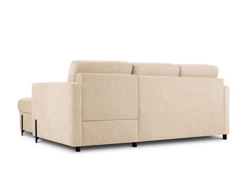 Narożnik z funkcją spania Gabriel Beige Structured Fabric prawostronny