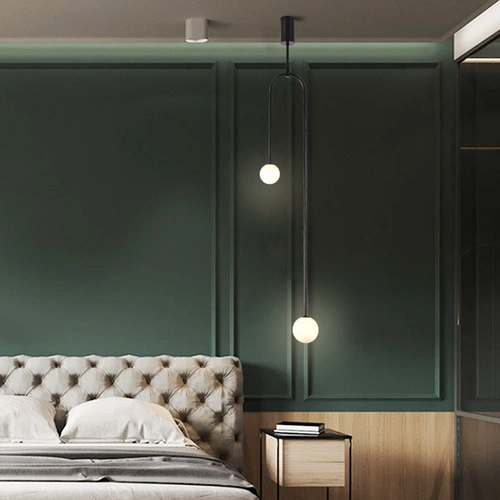 Lampa wisząca kula czarna Loop 123 cm nowoczesna do salonu i nad wyspę kuchenną