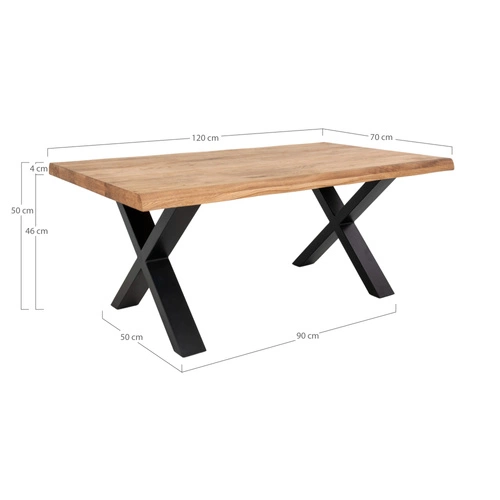 Stolik kawowy Toulon 70x120 cm dębowy prostokątny industrialny do salonu Intesi
