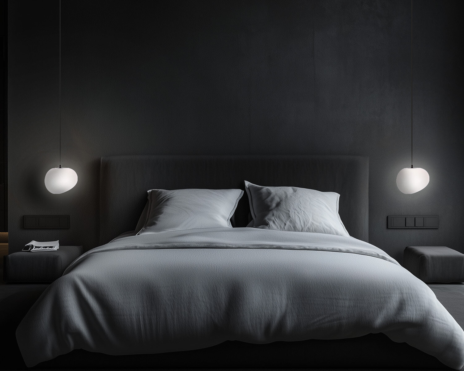 Lampa wisząca STONES czarny 20cm 1x40W E27 klosz biały