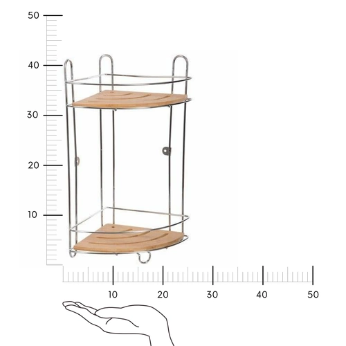 Półka łazienkowa narożna Venterra Bambus 5five simply smart pod prysznic z bambusa i metalu
