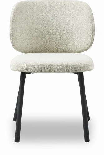 Krzesło tapicerowane boucle Naws białe do jadalni nowoczesne na czarnych nogach