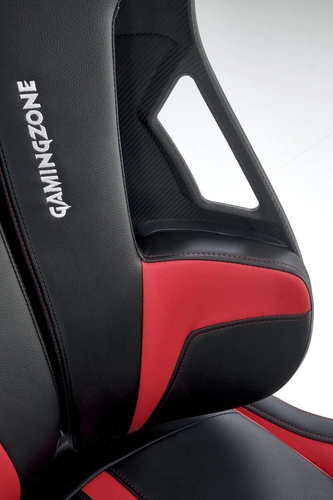 Fotel gamingowy Abruzzi czarno-czerwony ergonomiczny obrotowy z zagłówkiem do biurka Intesi