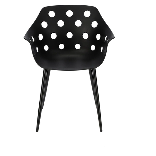 Krzesło Sajt Intesi czarne do jadalni nowoczesne z podłokietnikami z tworzywa i metalu