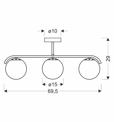 Lampa sufitowa AMADEO czarna szklana 3-punktowa do salonu i jadalni CANDELLUX