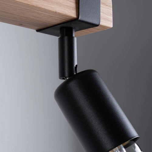 Plafon sufitowy ZUCA 2 czarny nowoczesny metalowy z drewnem do salonu SOLLUX LIGHTING