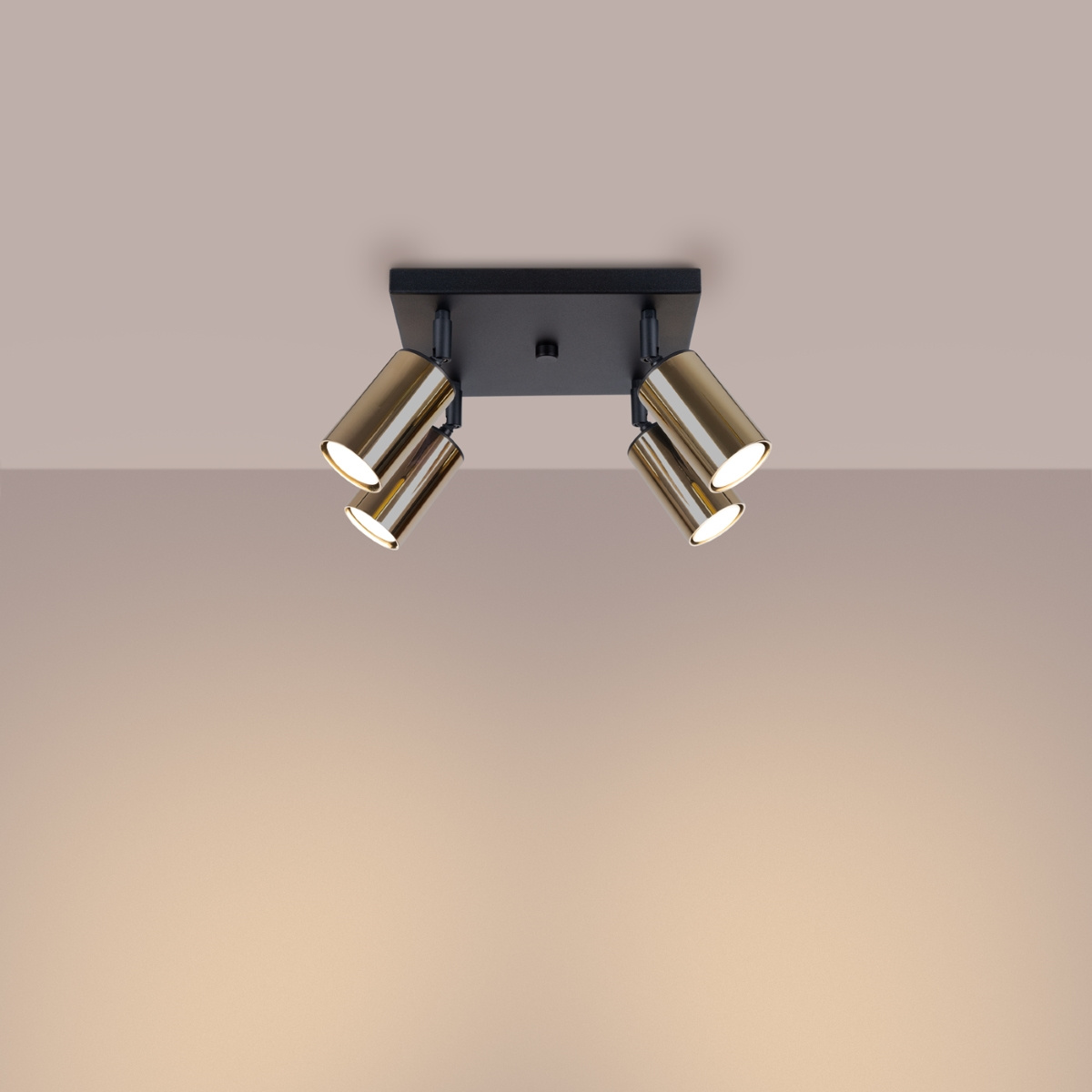 Plafon sufitowy WINX 4 nowoczesny czarny złoty do salonu i sypialni SOLLUX LIGHTING