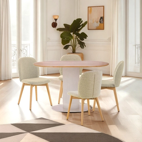 Stół do jadalni Maxim Intesi nowoczesny owalny fornir dąb biały na jednej nodze 120x70 cm