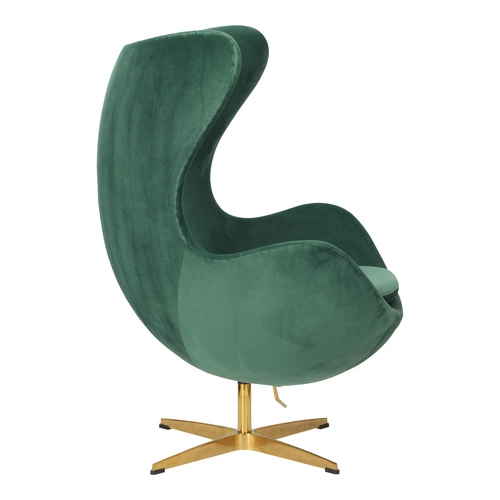Fotel Jajo Velvet zielony welur obrotowy z funkcją kołyski do salonu na złotej nodze