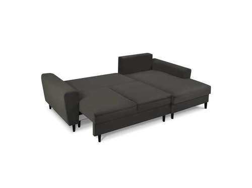 Narożnik z funkcją spania Moghan Black Corduroy Prawostronna kolor nóg czarny