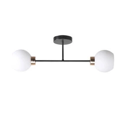 Lampa sufitowa Amanda czarny+złoty 2x40 E27 klosz biały