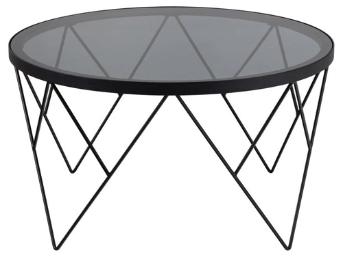 Stolik kawowy Halstow okrągły 80 cm szklany czarny loftowy do salonu Actona
