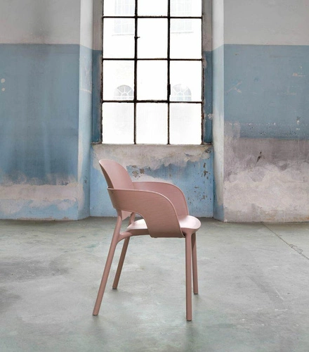 Krzesło do jadalni i ogrodu Hug SCAB Design beżowe z podłokietnikami sztaplowane z tworzywa