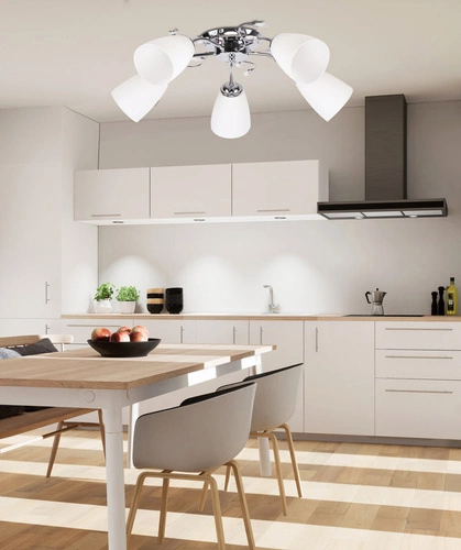 Lampa sufitowa Ursella biała 5-punktowa klasyczna do salonu, sypialni, kuchni i jadalni