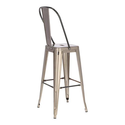 Hoker Paris Back 75 cm metalowy industrialny z oparciem do kuchni i wyspy szary D2.DESIGN