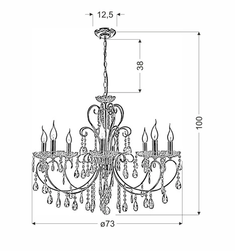 Lampa wisząca Aurora 8*40W E14  francuskie złoto