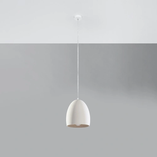 Lampa wisząca ceramiczna biała FLAWIUSZ nowoczesna do salonu i jadalni regulowana