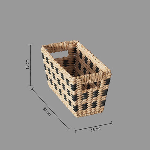 Kosz do przechowywania Terre Inconnue boho metalowy prostokątny naturalny 15x31x15 cm