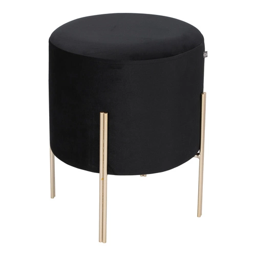 Pufa Living Velvet Atmosphera czarna welurowa na złotych nogach okrągła do salonu glamour