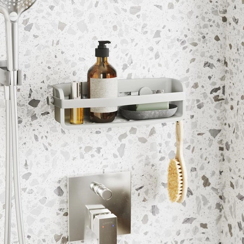 Umbra Flex szara półka pod prysznic łazienkowa GEL-LOCK nowoczesna bez wiercenia 33 cm