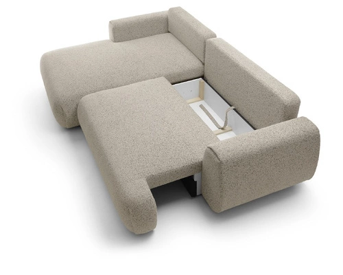 Narożnik z funkcją spania do salonu Ljung lewy nowoczesny beżowy z pojemnikiem Intesi