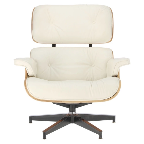 Fotel wypoczynkowy Vip skórzany biały obrotowy nowoczesny do salonu inspirowany Lounge Chair
