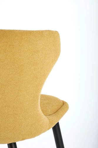 Krzesło tapicerowane Odile Intesi musztardowe do jadalni nowoczesne na czarnych nogach