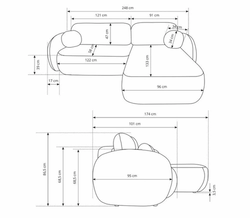 Narożnik z funkcją spania do salonu Salby lewy brązowy nowoczesny z pojemnikiem Intesi