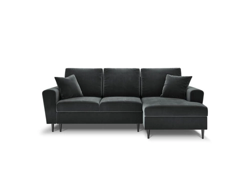 Narożnik z funkcją spania Moghan Dark Grey Velvet Prawostronna kolor nóg czarny