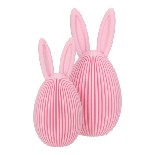 Intesi zestaw 2 różowych figurek wielkanocnych jajek na stół lub komodę dekoracja świąteczna