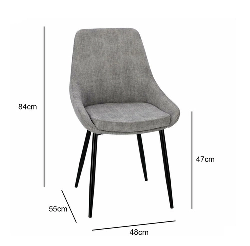 Krzesło tapicerowane Floyd szare sztruksowe do jadalni nowoczesne na czarnych nogach Intesi