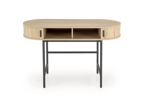 Biurko Bahli skandynawskie do pracy 120 cm nowoczesne naturalne z czarnymi nogami Intesi