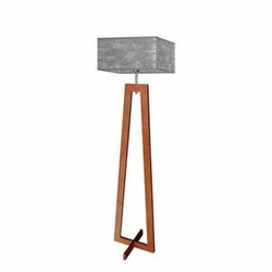 Lampa podłogowa JAWA abażur szary melanż stelaż mahoniowy