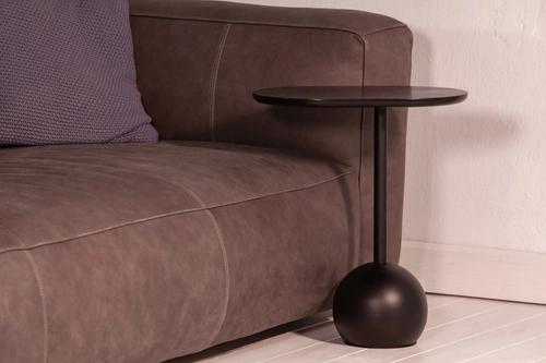 Stolik kawowy Boll okrągły 30 cm fornir orzechowy czarny nowoczesny loftowy do salonu