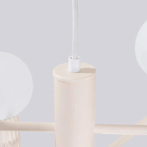 Nowoczesny żyrandol HALO 6 beżowy do salonu i jadalni z aluminium