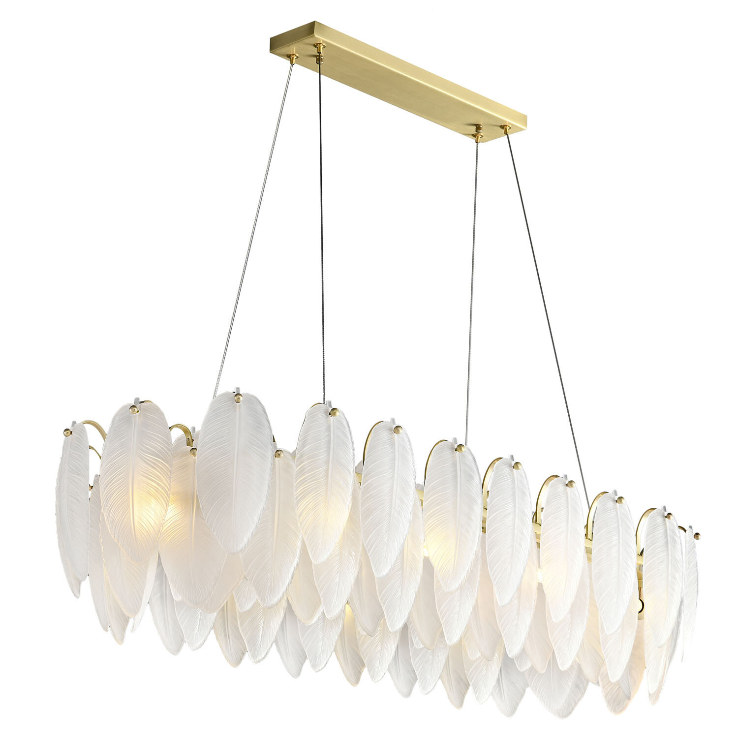 Lampa wisząca PIUMA LONG biała 100 cm szklana do salonu i nad stół glamour