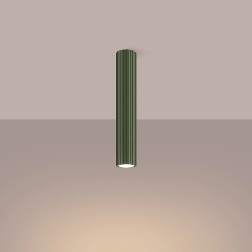 Plafon sufitowy KARBON 40 zielony oliwkowy minimalistyczny do salonu i sypialni aluminium