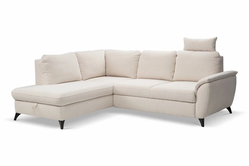 Narożnik z funkcją spania Nevada beżowy nowoczesny lewy z pojemnikiem do salonu Intesi