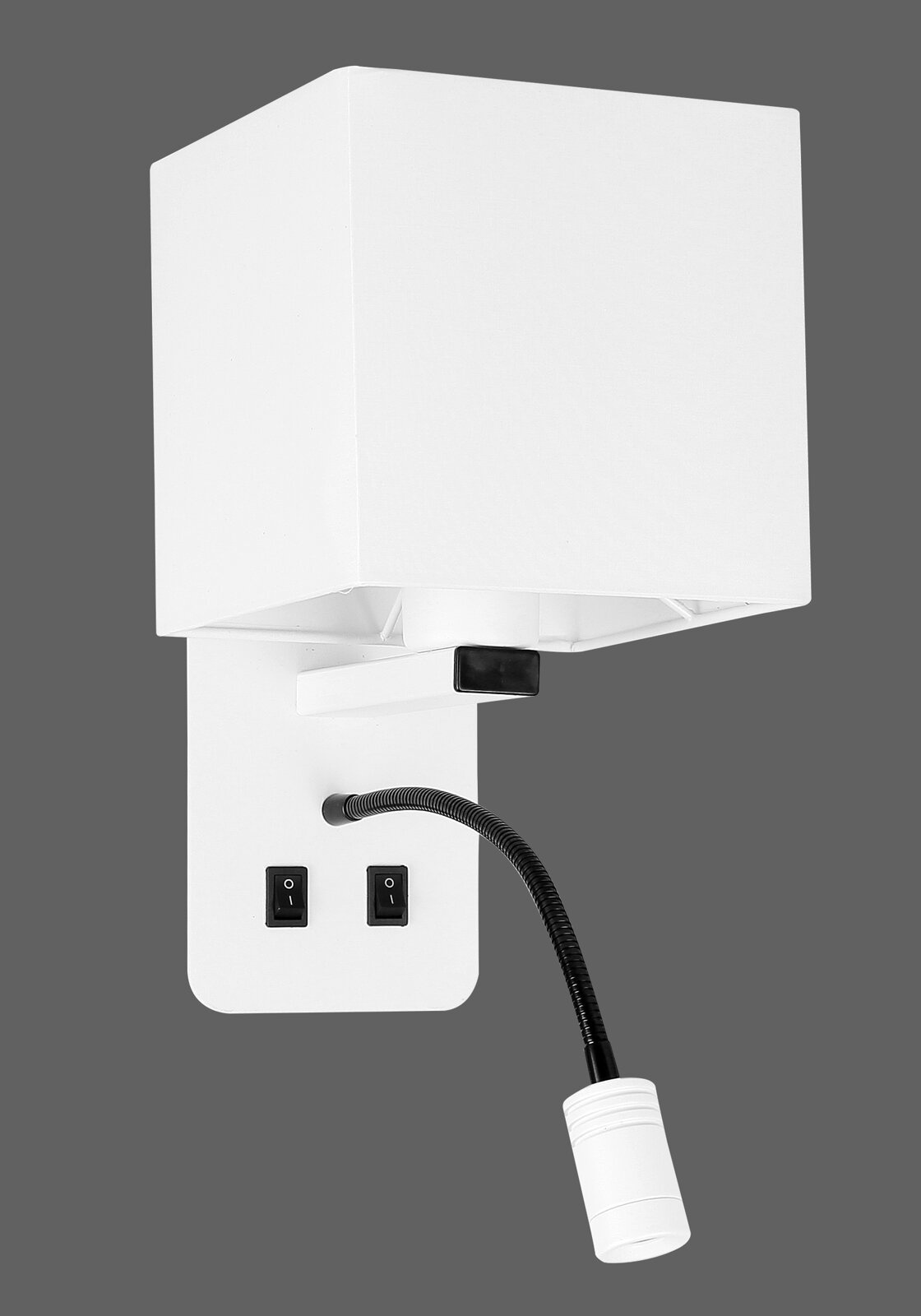 Kinkiet Magnum 2 lampa prostokątny 1x40W E27+3W LED abażur kwadrat biały