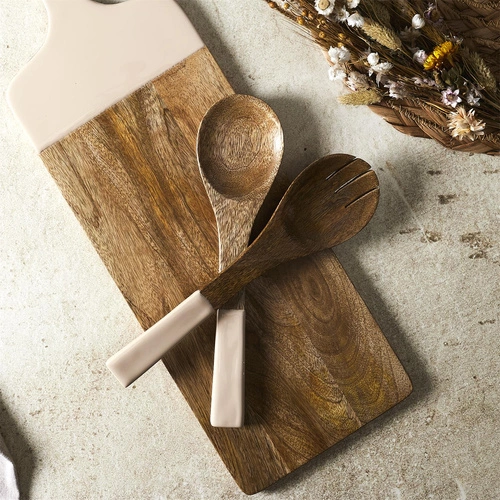 Zestaw sztućców do serwowania Dunen z drewna mango