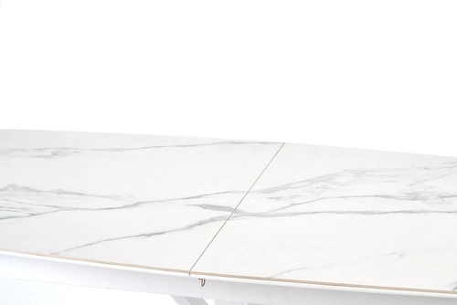 Stół rozkładany do jadalni Venores biały marmur nowoczesny glamour 160–200 cm Intesi