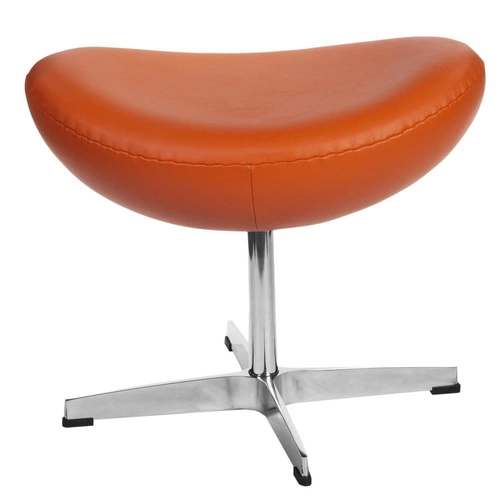 Podnóżek skórzany Jajo obrotowy pomarańczowy D2.DESIGN do salonu nowoczesny loftowy