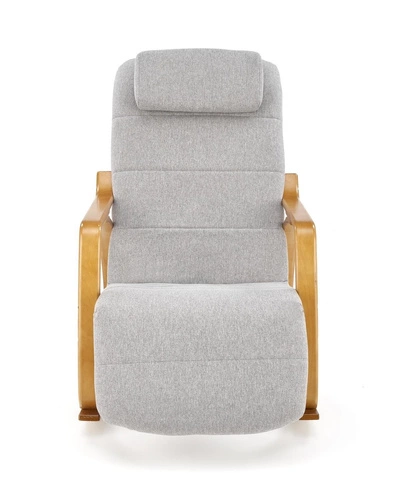 Fotel bujany Grenville szary tapicerowany do salonu nowoczesny wygodny fotel wypoczynkowy