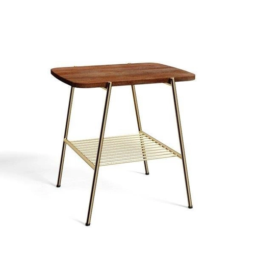 Stolik kawowy Devon prostokątny drewniany mango orzech włoski z półką glamour do salonu Intesi